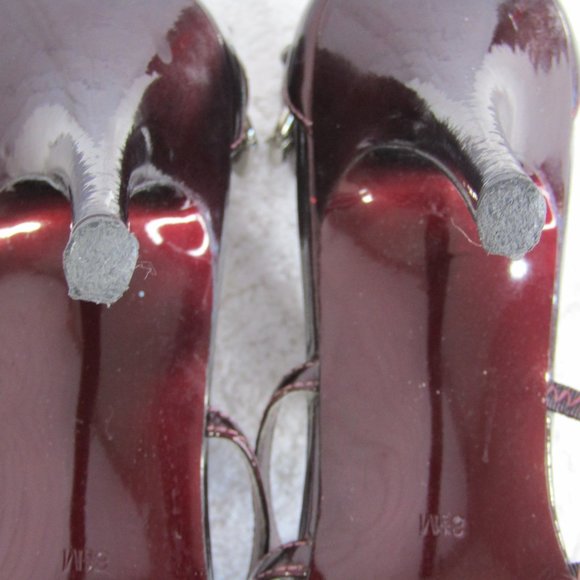 Guess by Marciano Maroon Open Toe Strappy Stiletto Heels Women's 8.5 - Picture 8 of 10